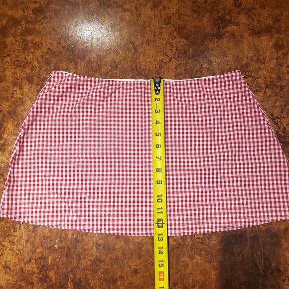 Princess Polly Red and White Asymmetrical Skater Mini Skirt - Picture 3 of 6